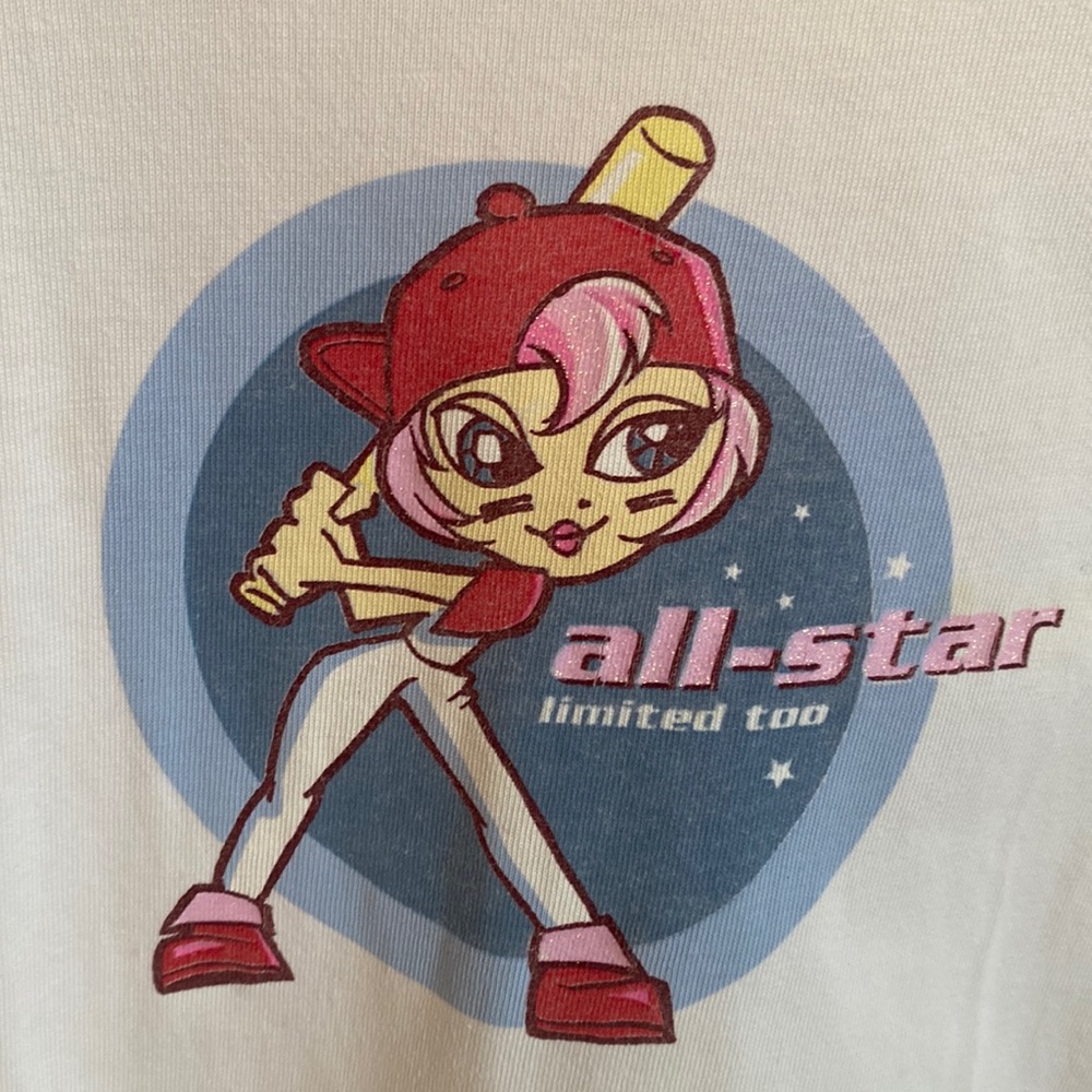 Limited Too White Tee with Pink and Red All-Star Graphic